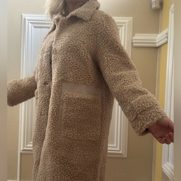 Women's Tan Sherpa Coat - Picture 7 of 11